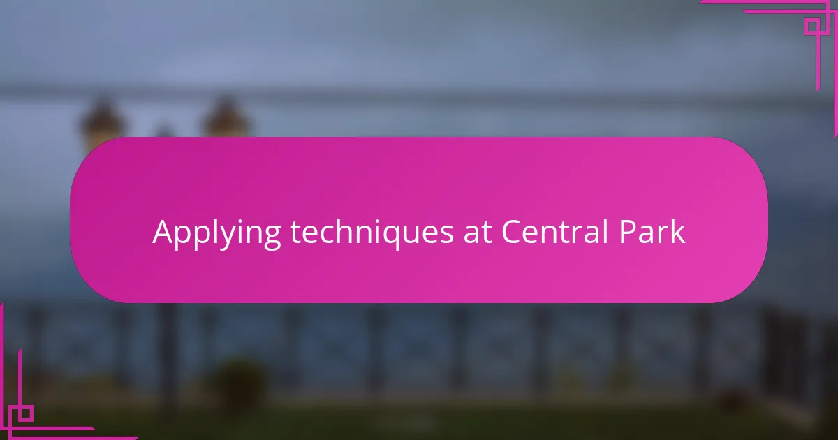 Applying techniques at Central Park