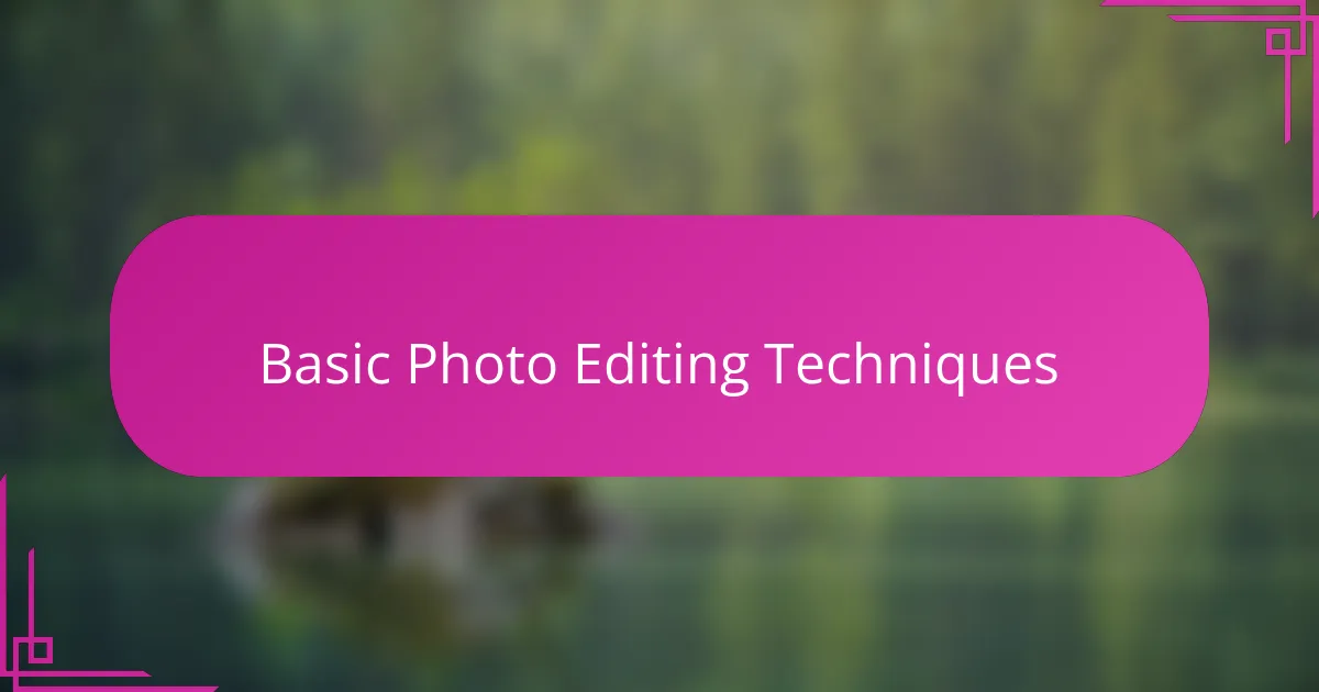 Basic Photo Editing Techniques