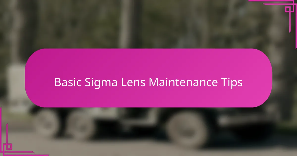 Basic Sigma Lens Maintenance Tips