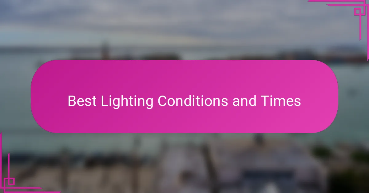 Best Lighting Conditions and Times