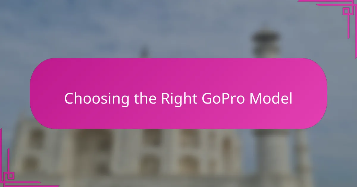 Choosing the Right GoPro Model