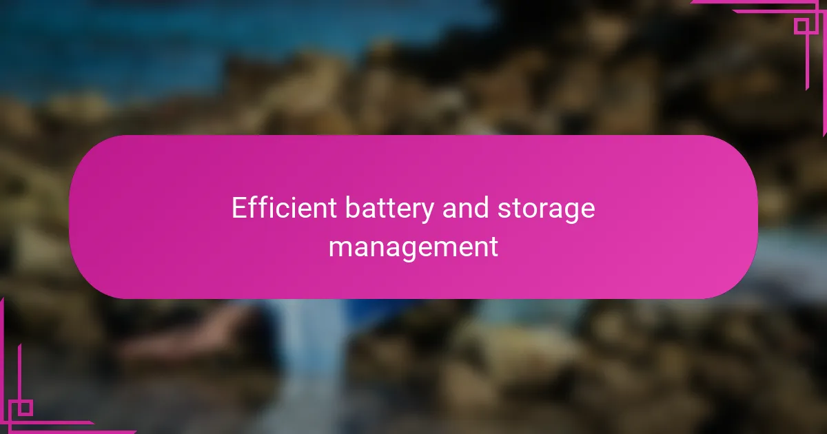 Efficient battery and storage management
