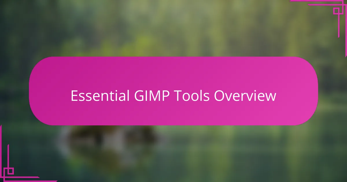 Essential GIMP Tools Overview