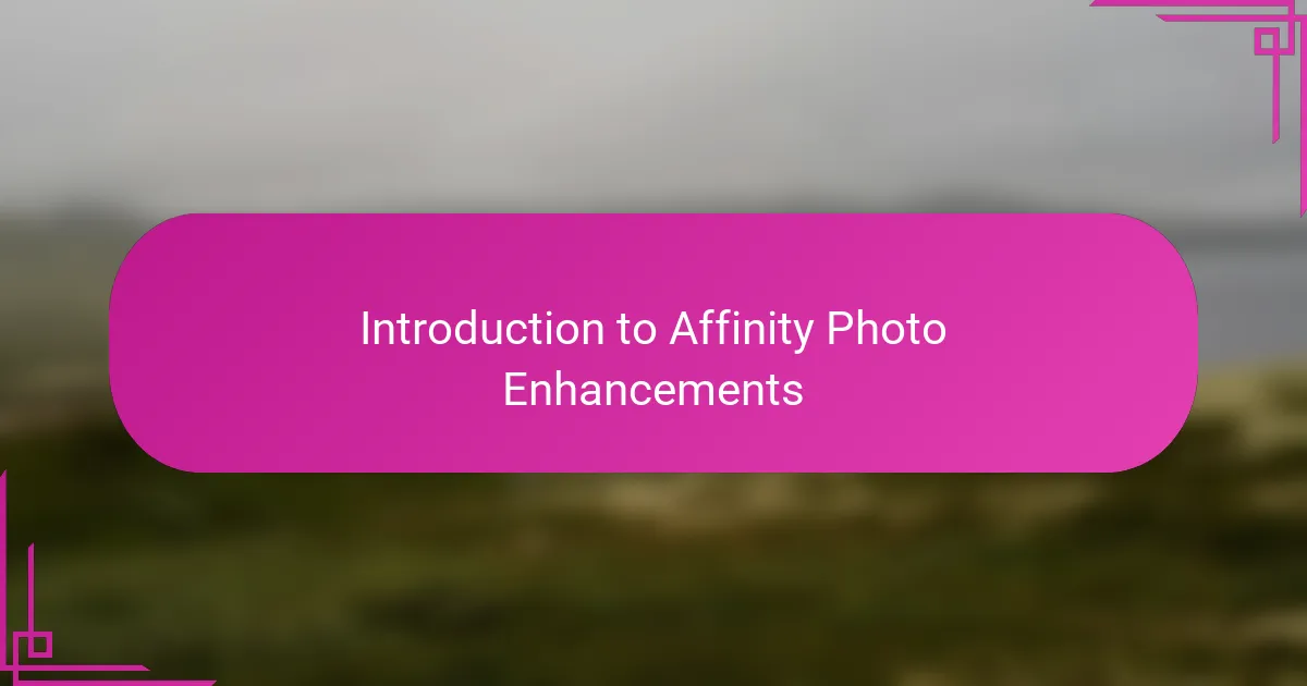 Introduction to Affinity Photo Enhancements