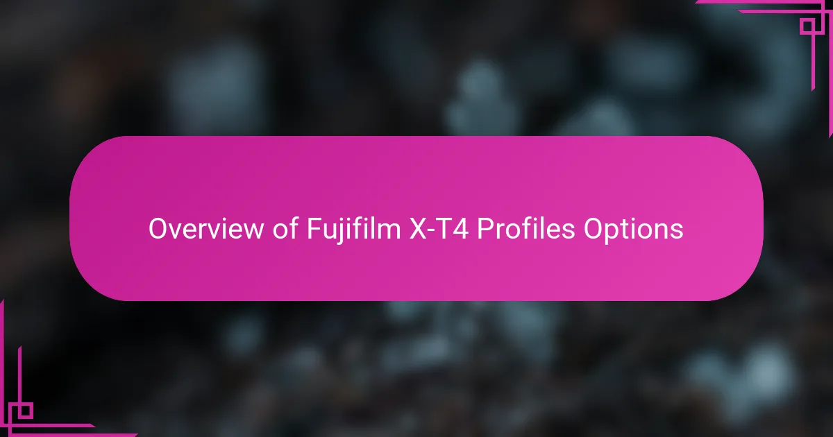 Overview of Fujifilm X-T4 Profiles Options