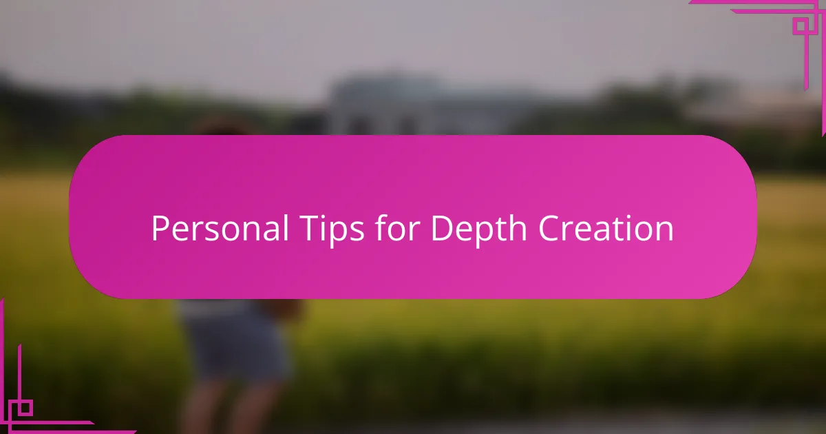 Personal Tips for Depth Creation