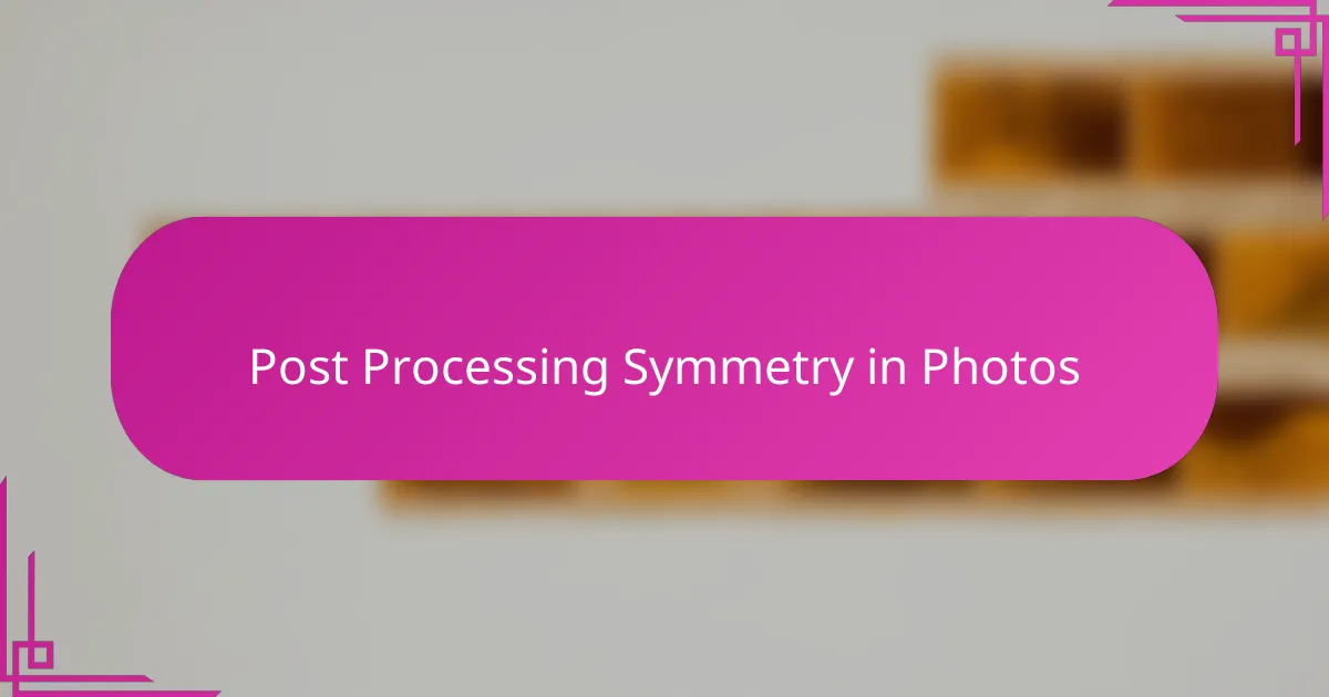 Post Processing Symmetry in Photos