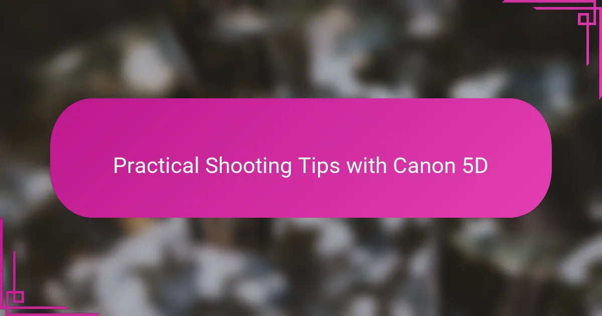 Practical Shooting Tips with Canon 5D