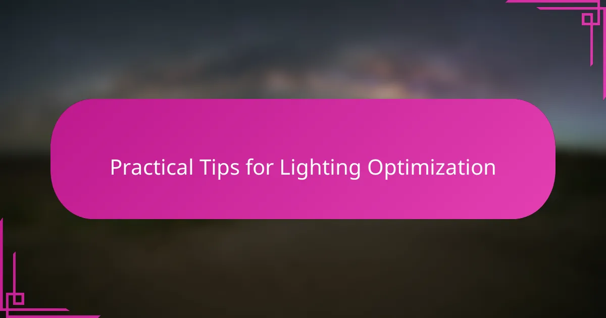 Practical Tips for Lighting Optimization