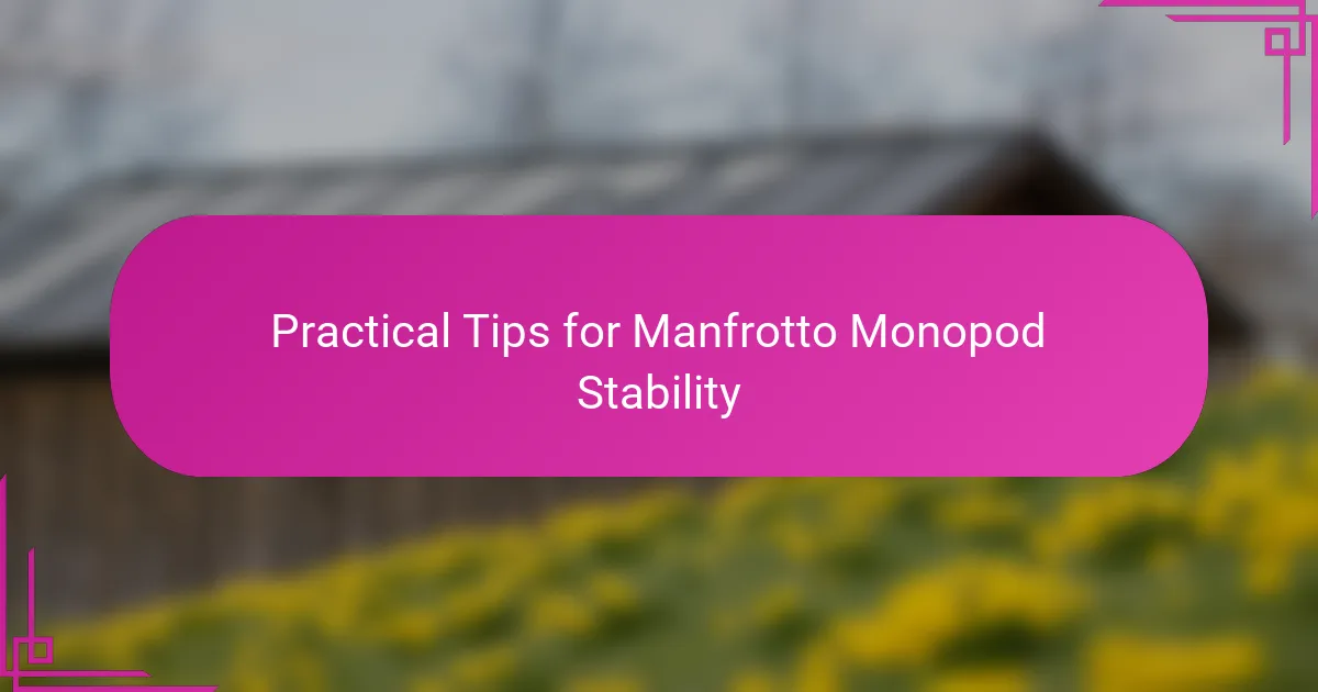Practical Tips for Manfrotto Monopod Stability