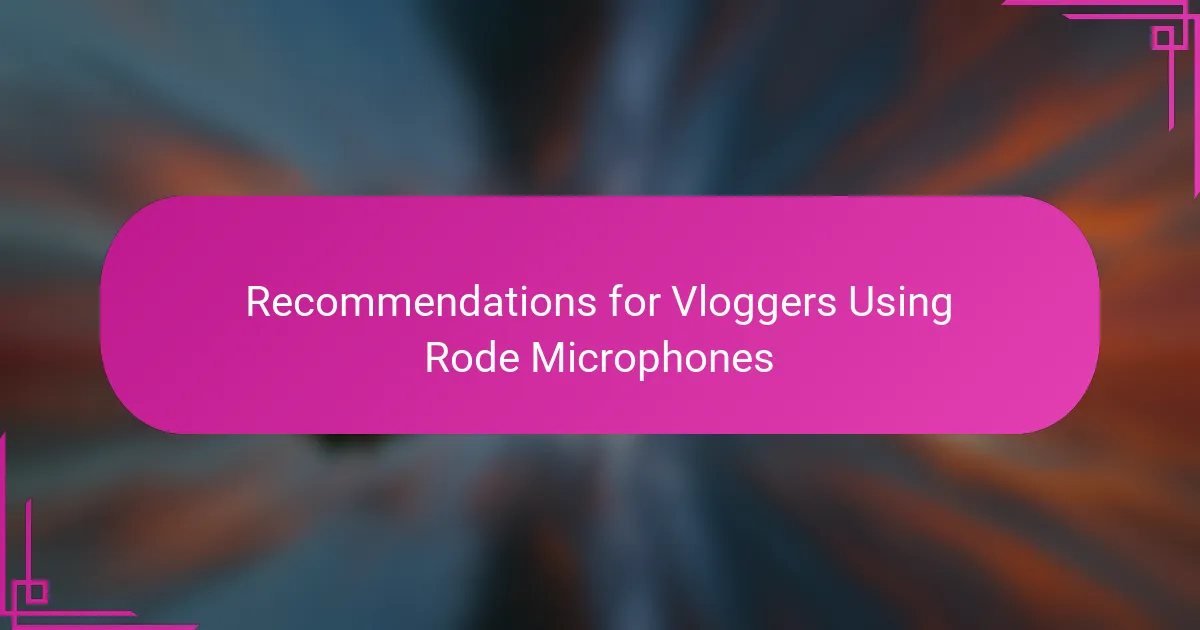Recommendations for Vloggers Using Rode Microphones