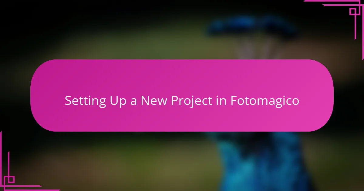 Setting Up a New Project in Fotomagico