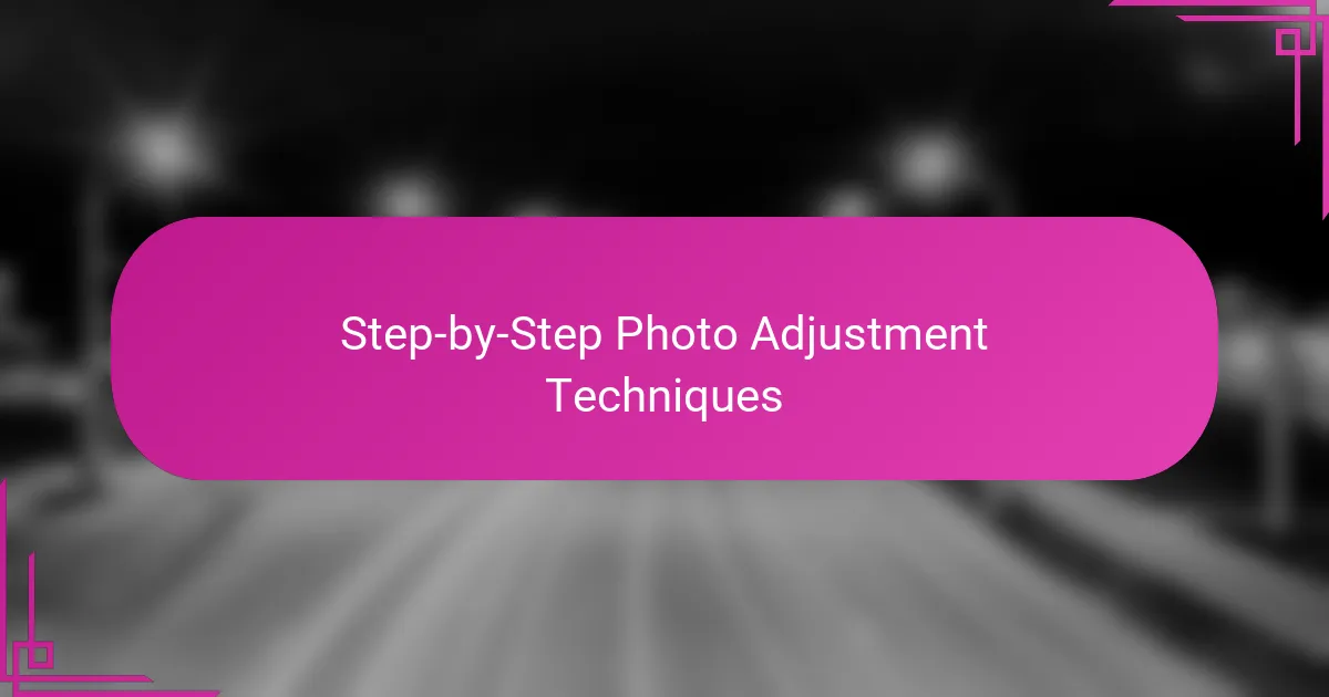 Step-by-Step Photo Adjustment Techniques