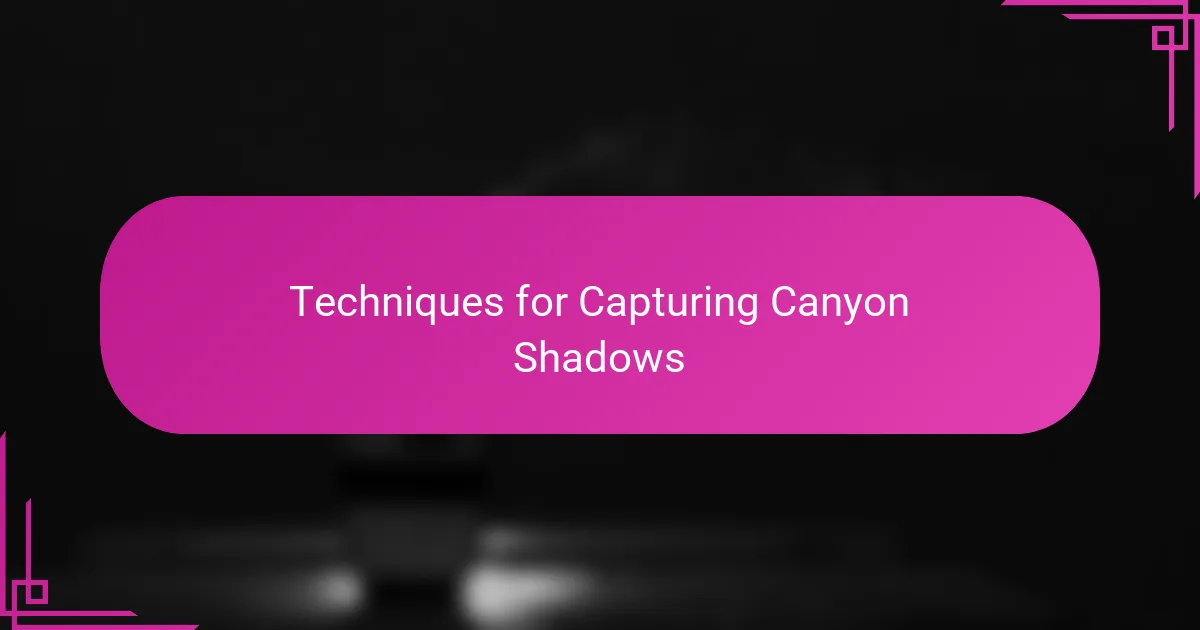Techniques for Capturing Canyon Shadows