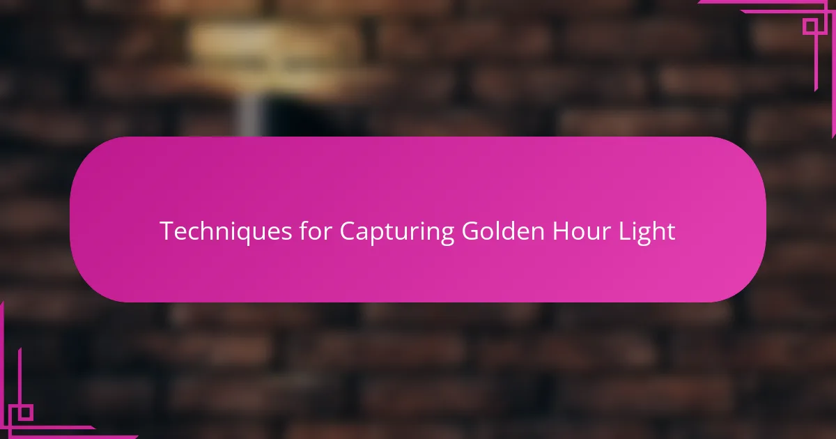 Techniques for Capturing Golden Hour Light