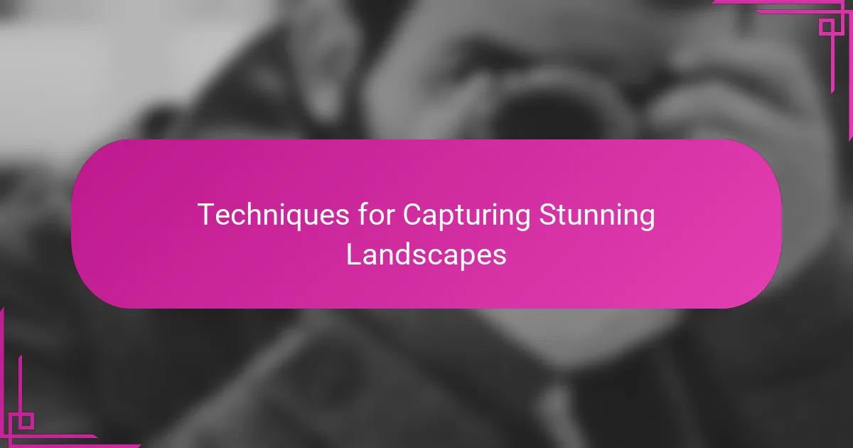 Techniques for Capturing Stunning Landscapes
