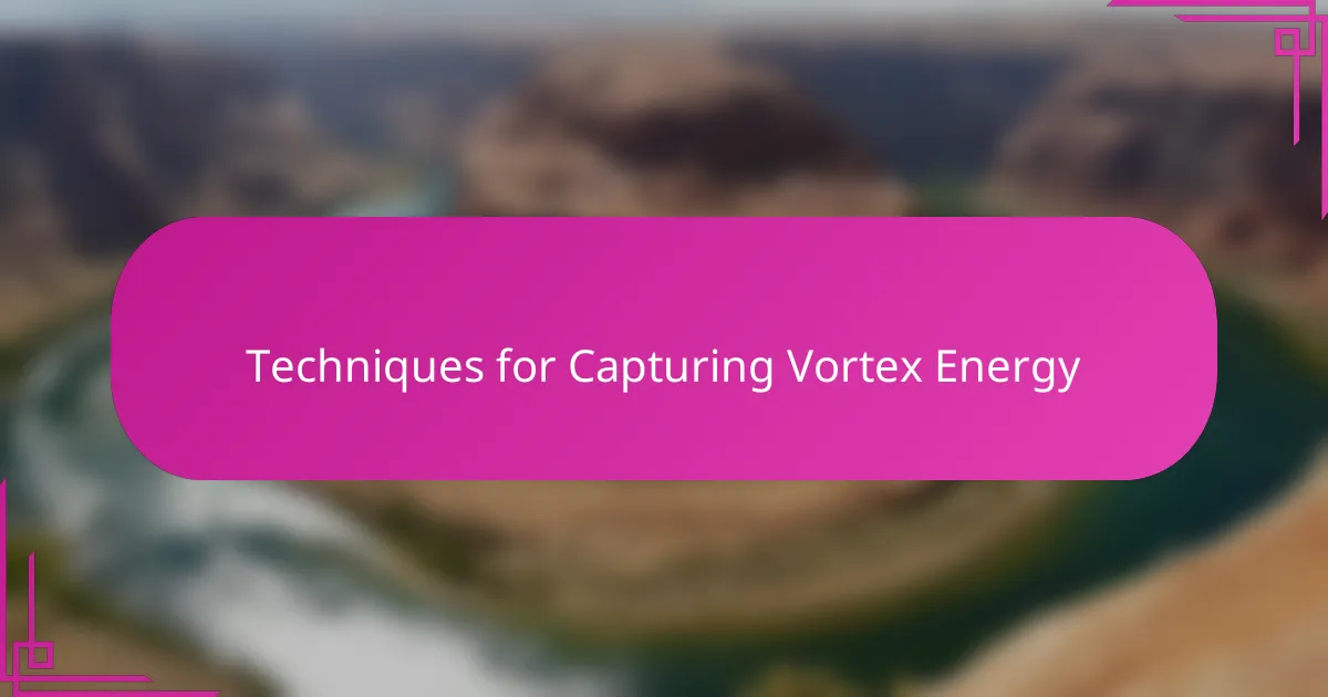 Techniques for Capturing Vortex Energy