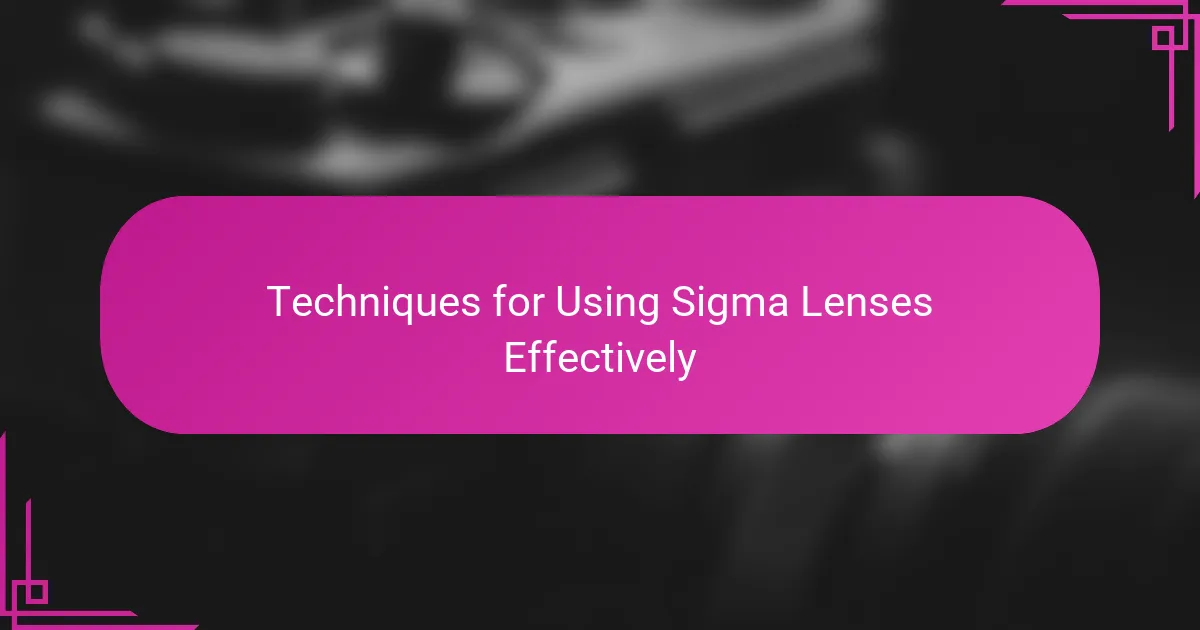 Techniques for Using Sigma Lenses Effectively