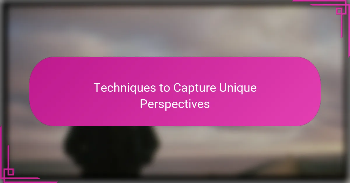 Techniques to Capture Unique Perspectives