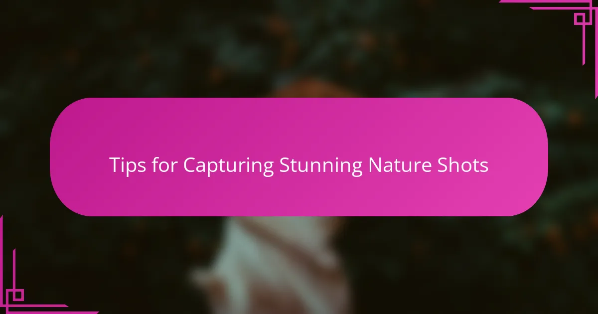 Tips for Capturing Stunning Nature Shots