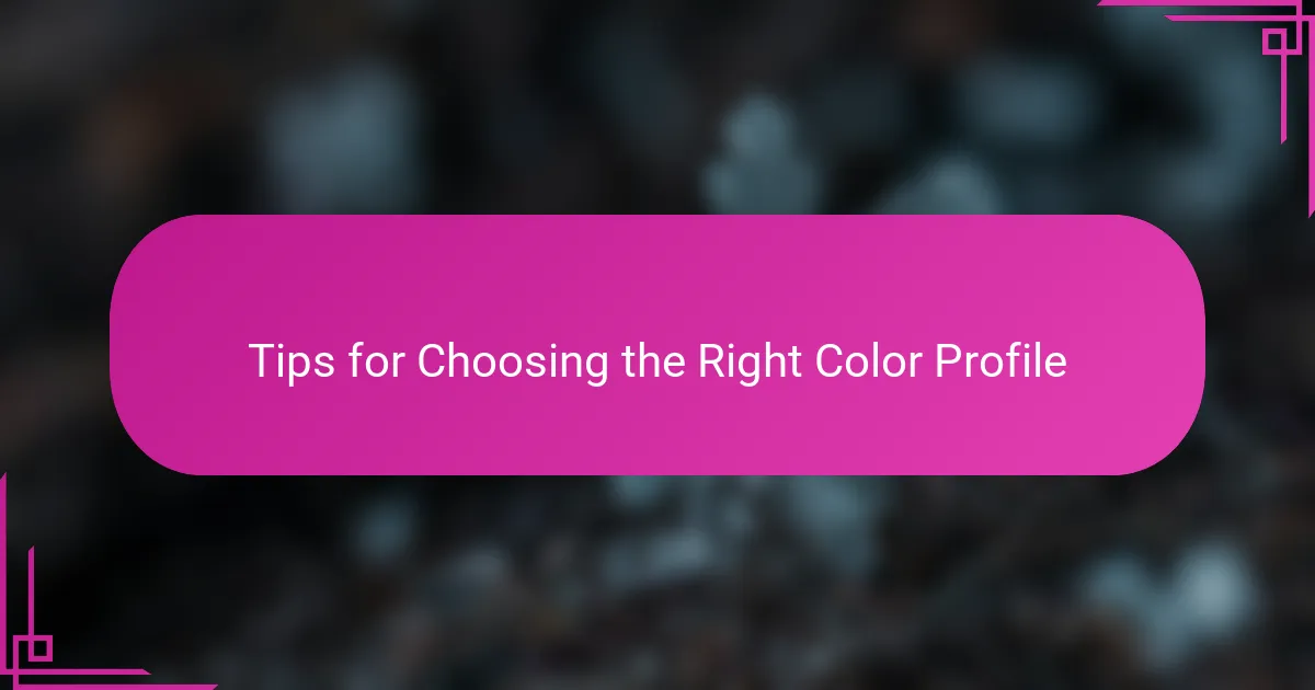 Tips for Choosing the Right Color Profile
