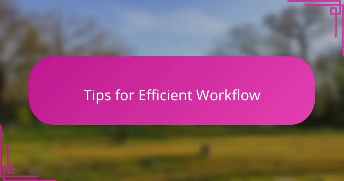 Tips for Efficient Workflow