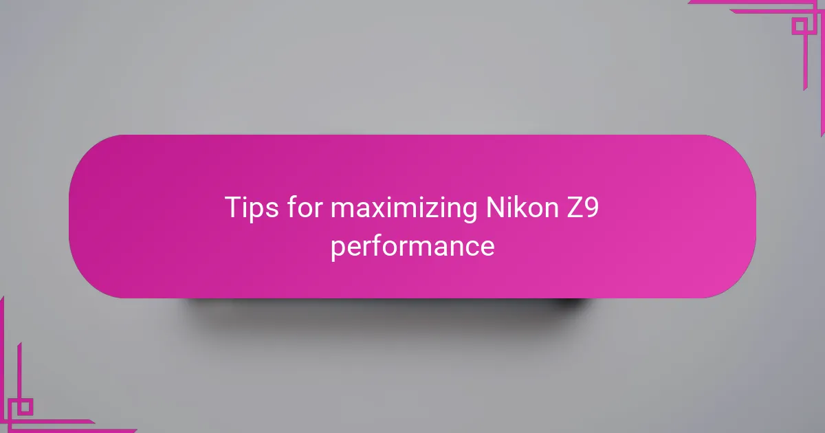 Tips for maximizing Nikon Z9 performance