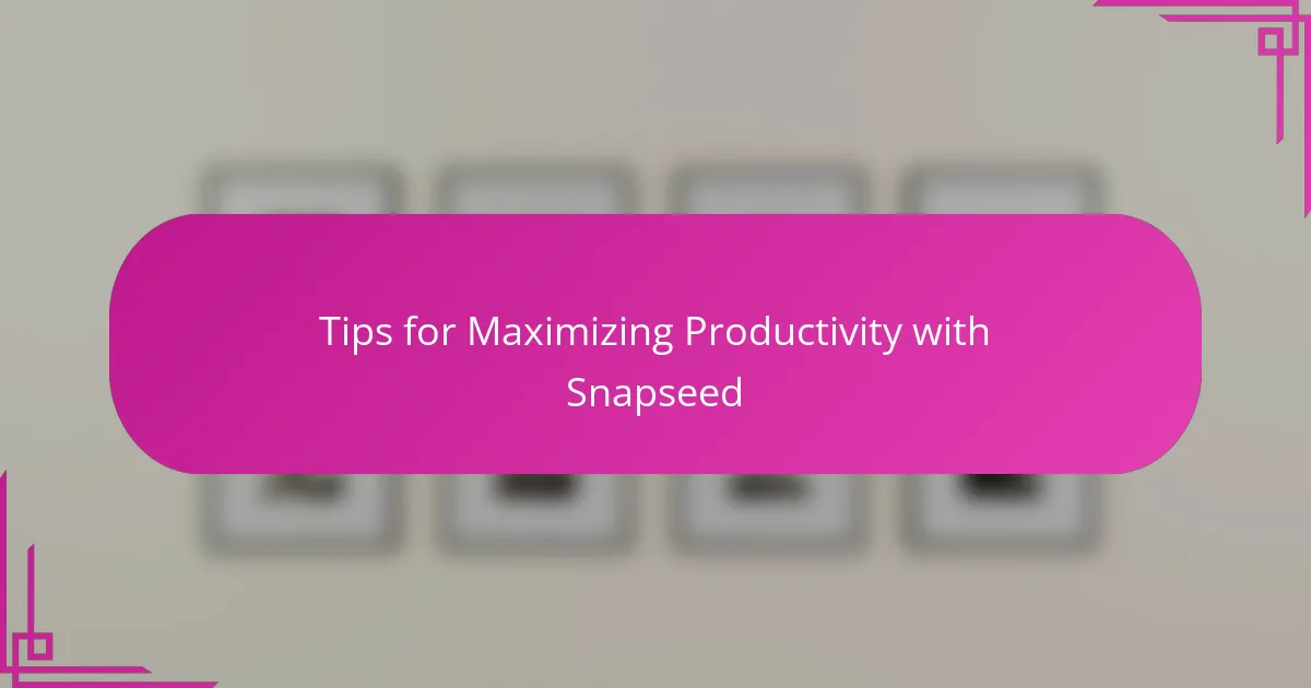 Tips for Maximizing Productivity with Snapseed