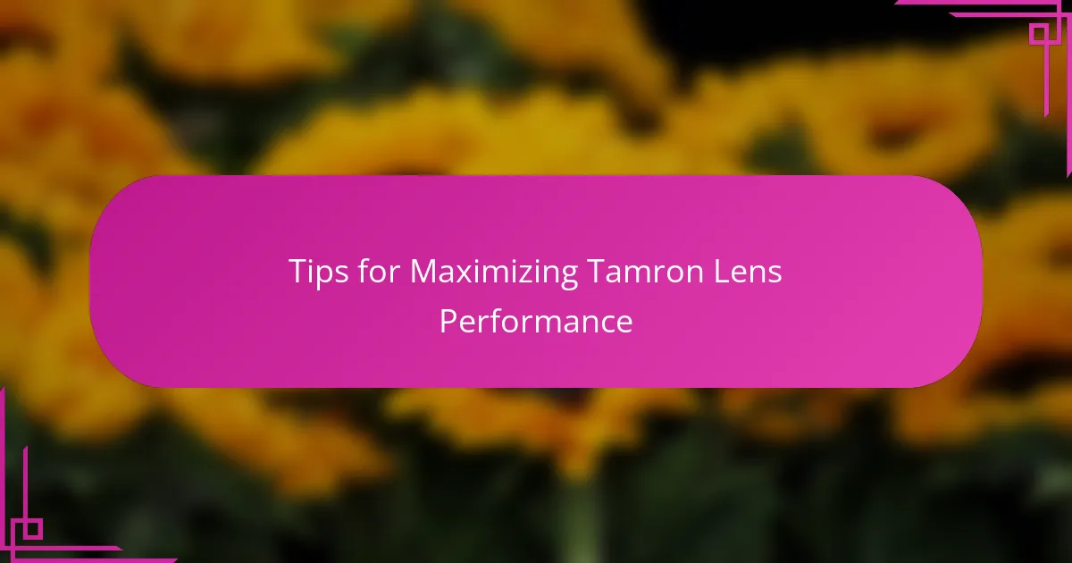 Tips for Maximizing Tamron Lens Performance
