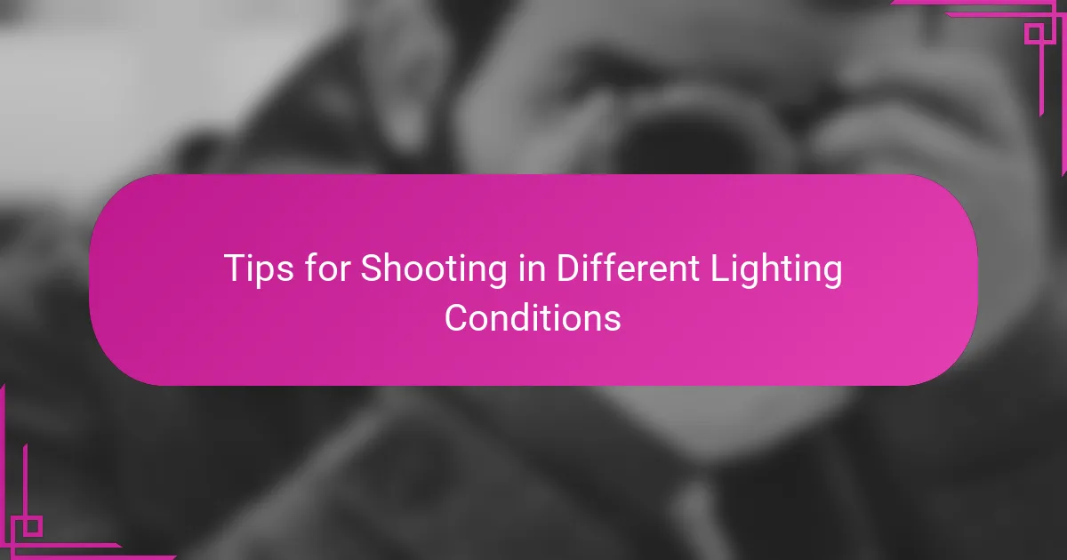 Tips for Shooting in Different Lighting Conditions