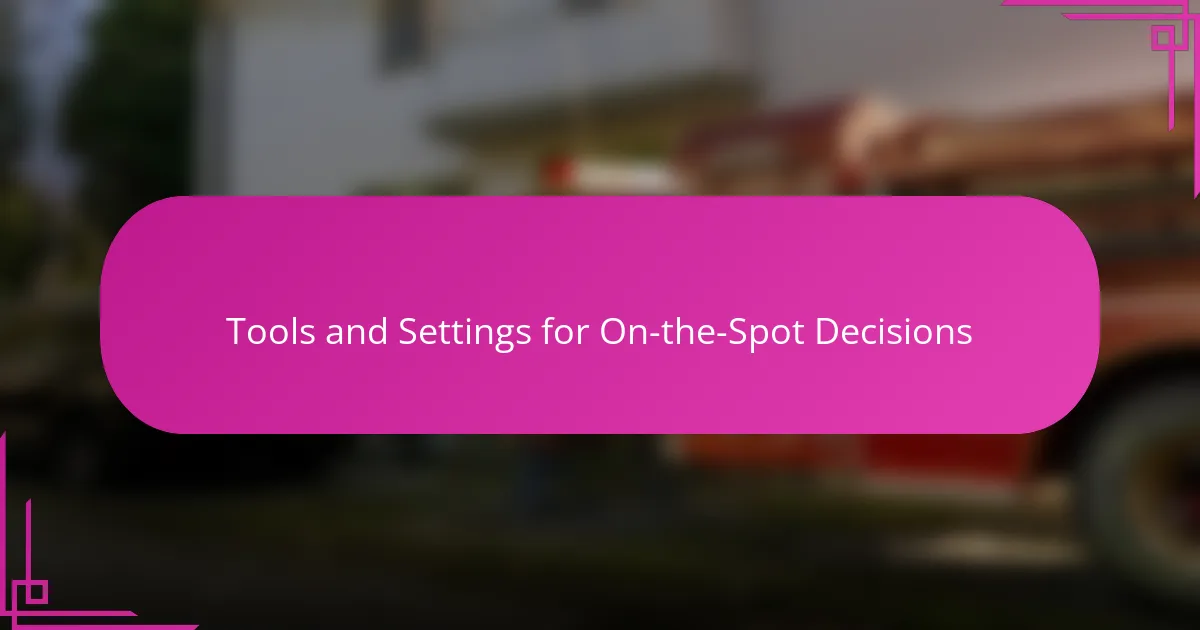 Tools and Settings for On-the-Spot Decisions