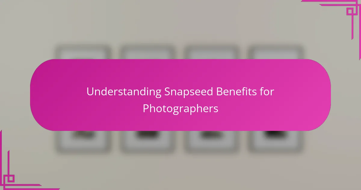 Understanding Snapseed Benefits for Photographers