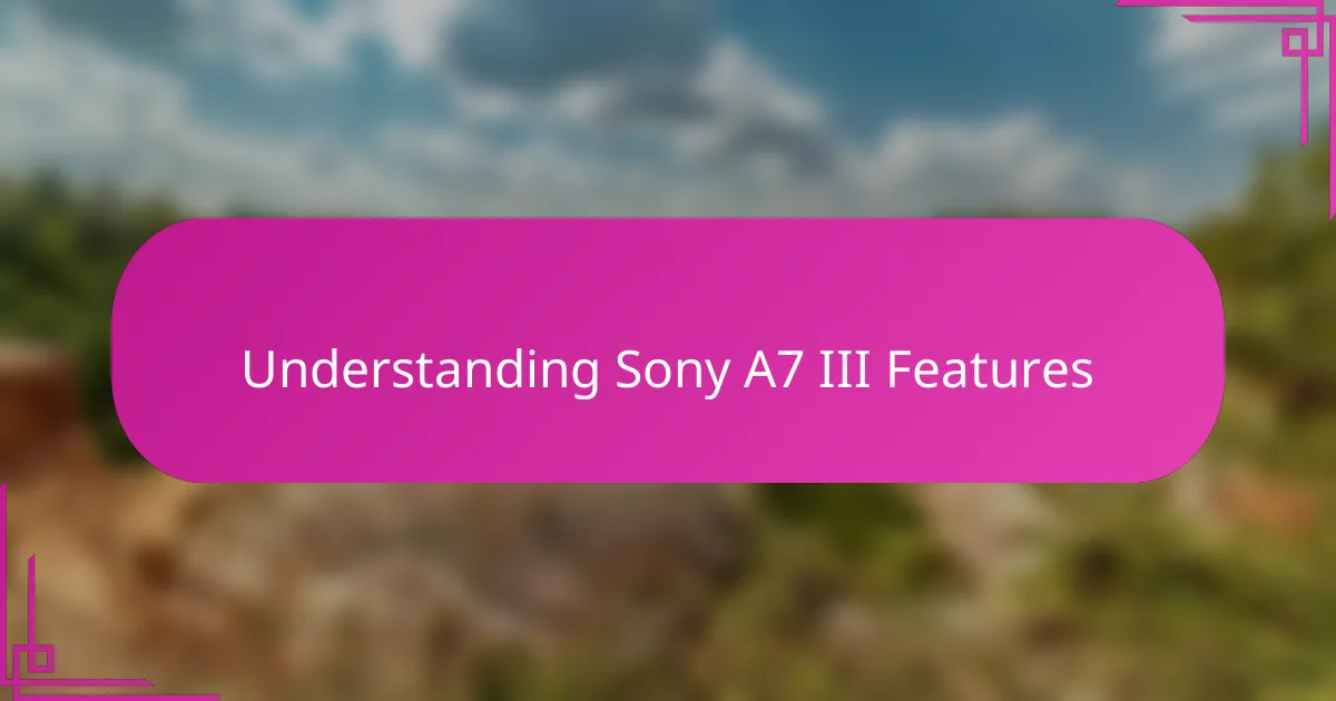 Understanding Sony A7 III Features